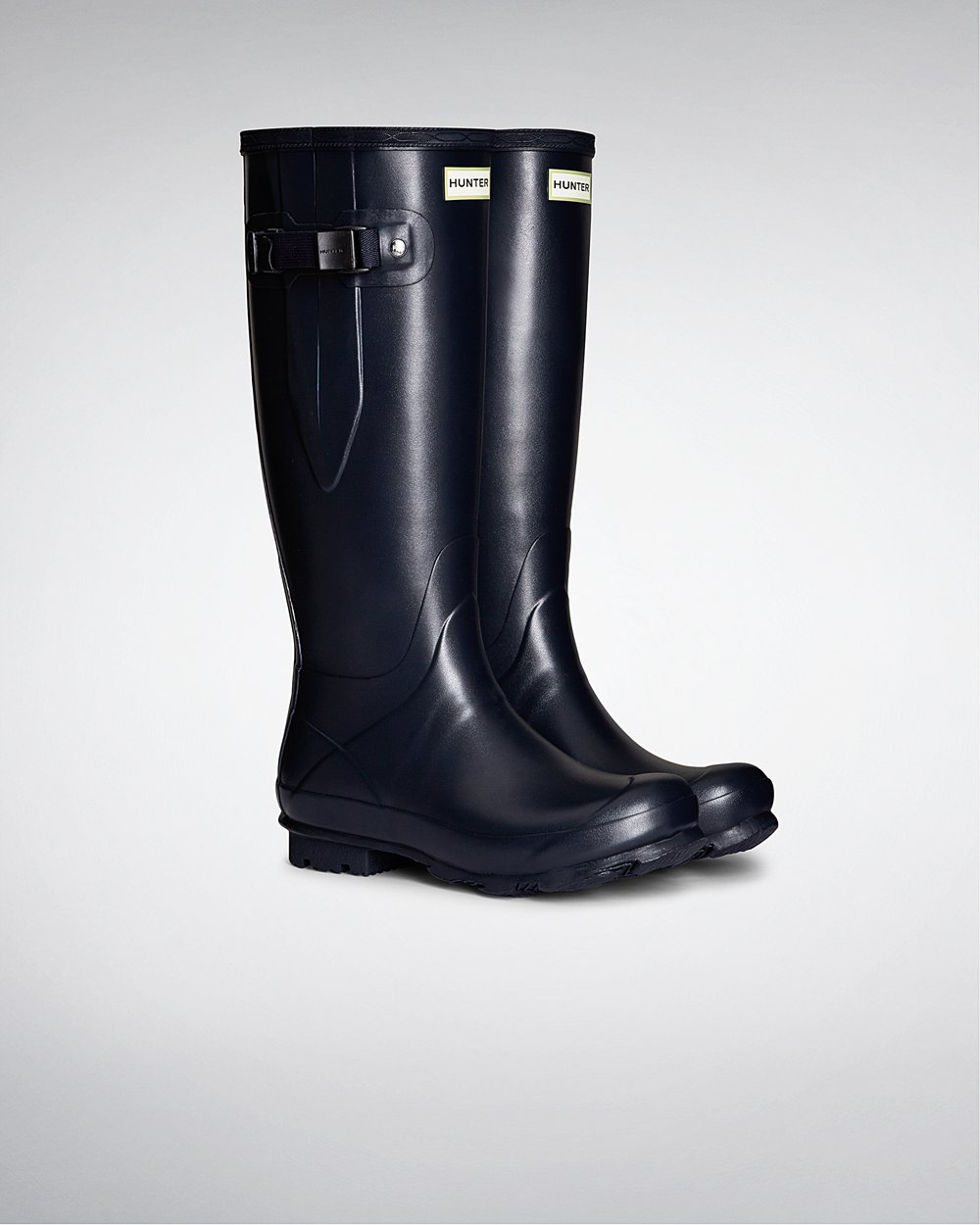 Womens Hunter Tall Rain Boots Navy - Norris Field Side Adjustable - 6498537-DA